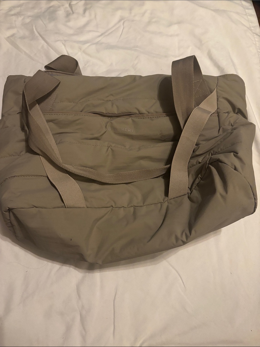 Neutral Taupe Puffer Tote Bag - Lightweight Everyday Carry